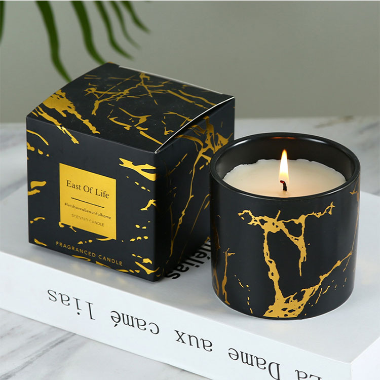 Marbling Black Ceramic Candle