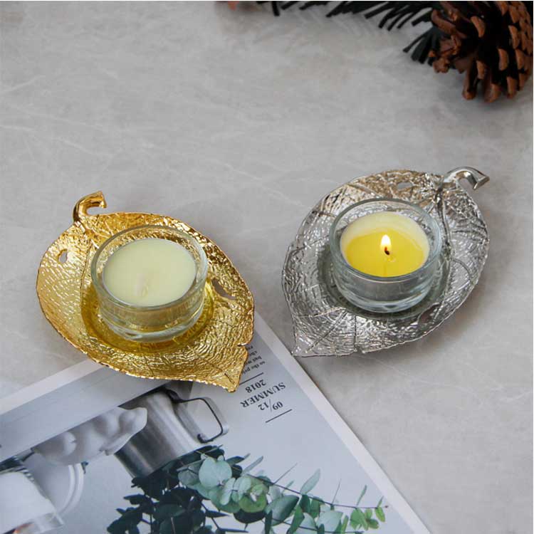 Gold and Sliver Leaf Candle Holder