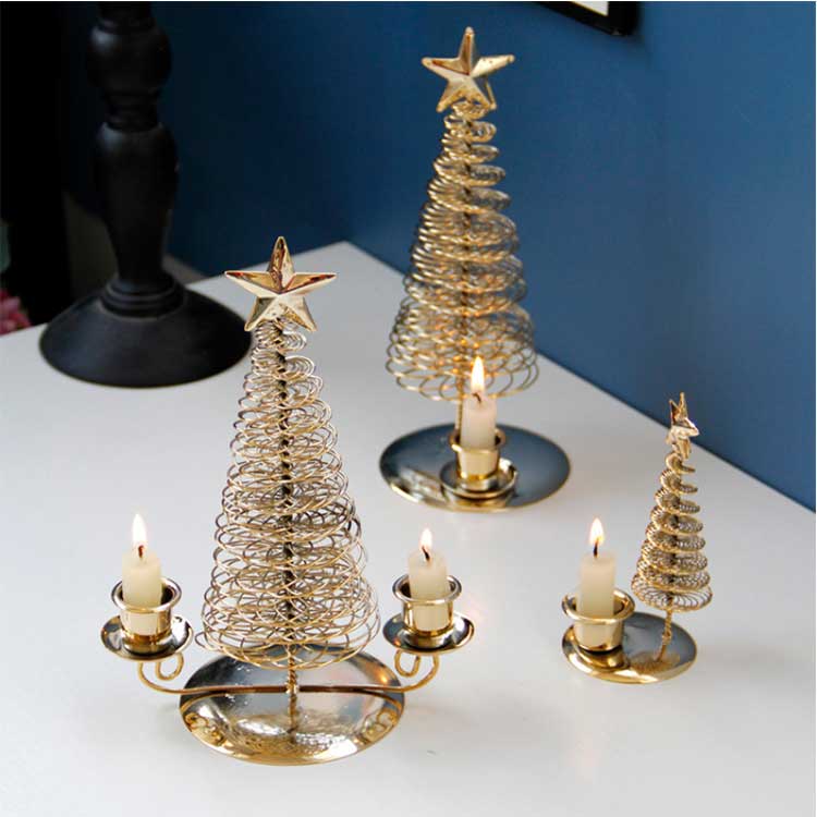 Metal Pine Tree Candle Holder